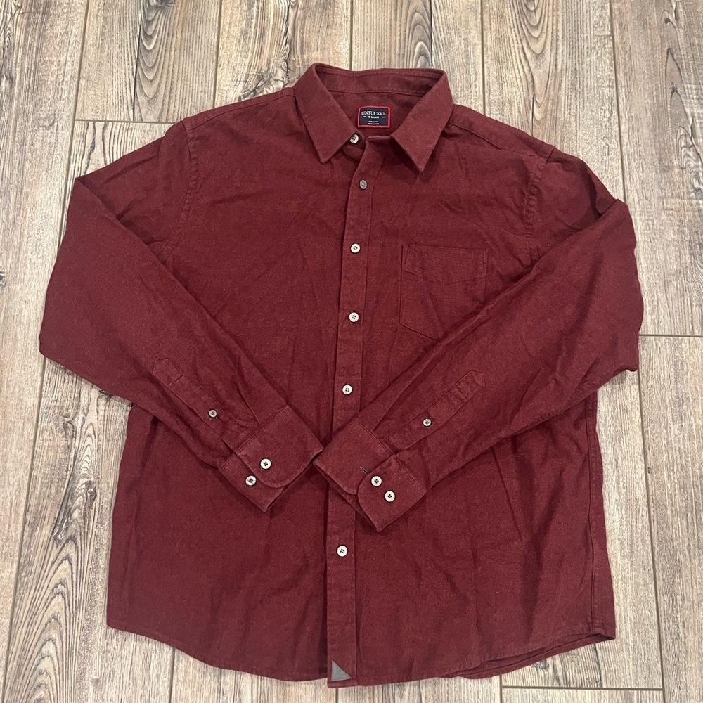 UNTUCKit Sherwood Flannel Shirt XL – Burgundy / Dark Red – 100% Cotton